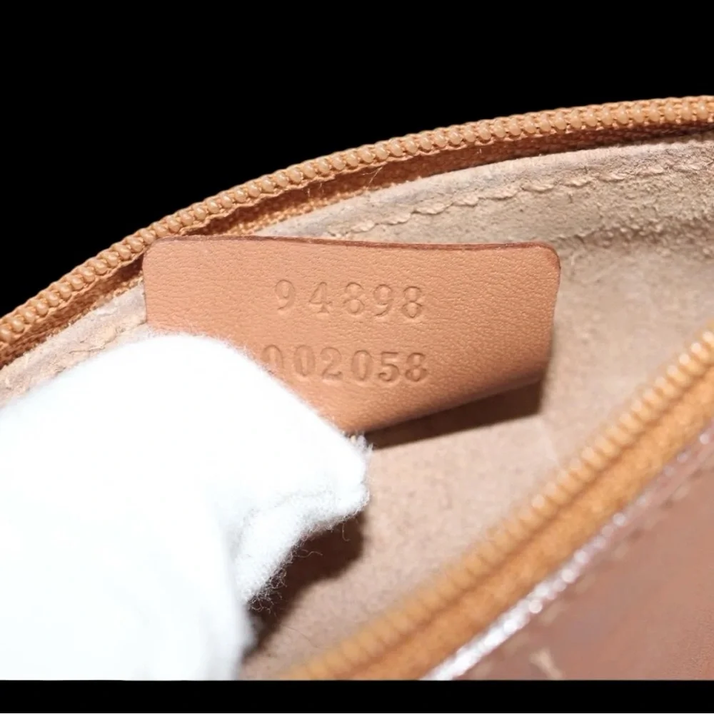 AUTHENTIC GUCCI VINTAGE CARMEL/TAN TOTE BAG W/POUCH-ADDED CHAINS-MADE IN ITALY - Picture 3 of 14